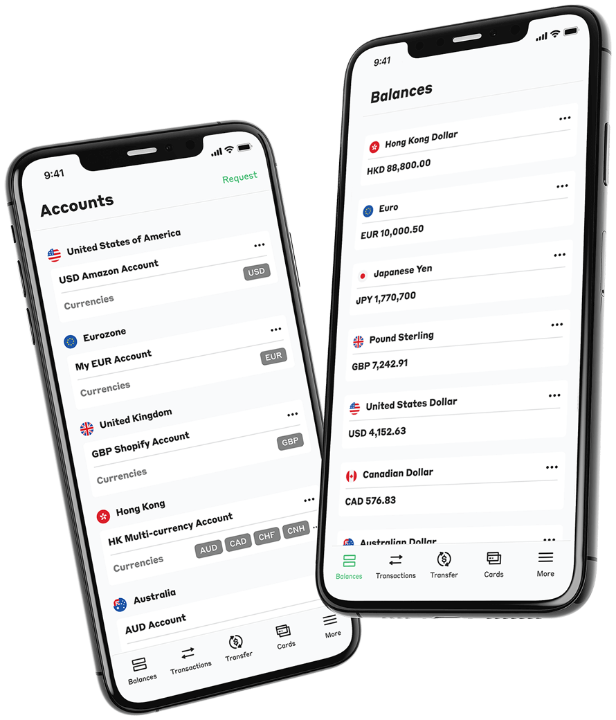 Currenxie app Balances and Accounts screen preview